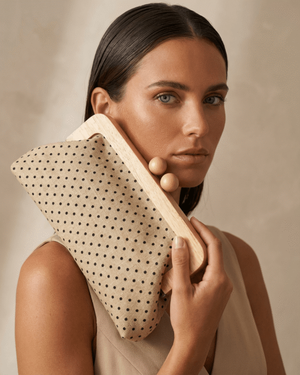 Bolso de Mano Lunares y Madera 2